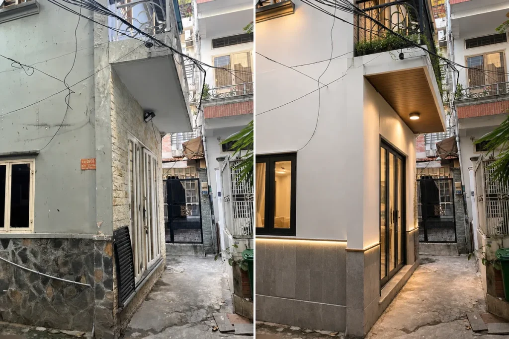 Cải tạo mặt tiền nhà trước và sau hoàn thiện